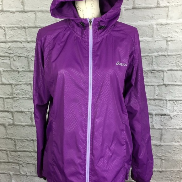 Asics Packable Purple Windbreaker Jacket Size L - Picture 2 of 2